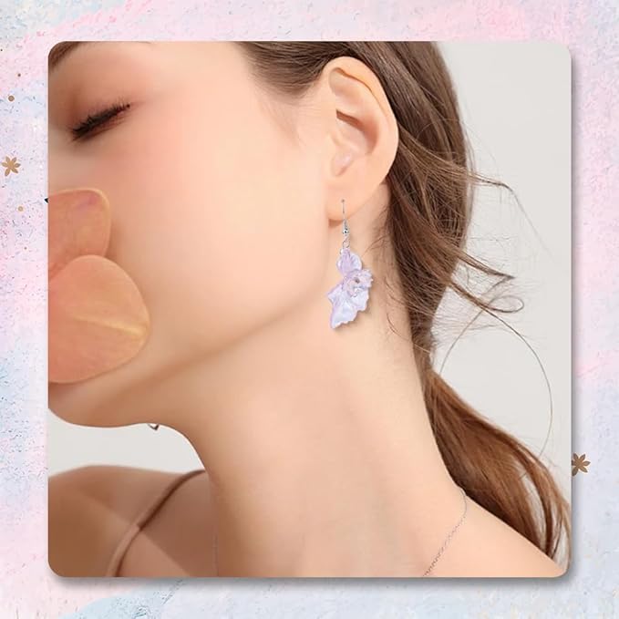 350Pcs Acrylic DIY Flower Leaf Beads Kits Including Assorted AB Color Plated 5-Petal Floral Acrylic Bead Caps Maple Leaf Pendants Charms for Earring Bracelet Necklace Craft Jewelry Making