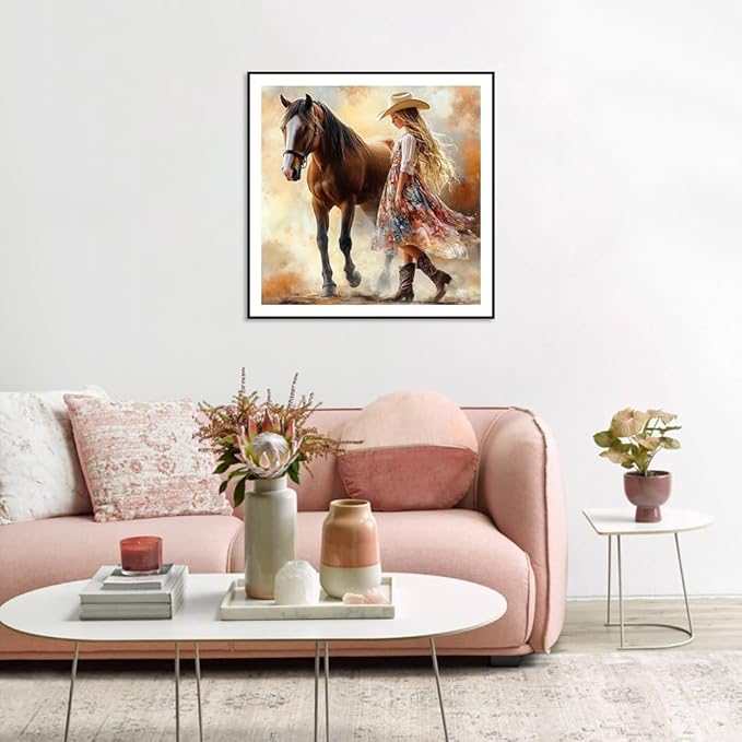 FHBUBPUP Horse Diamond Painting Kits for Adults, Diamond Art Kits for Beginners, 5D DIY Full Drill Round Gem Art, Paint with Diamond Beads Craft Home Wall Decor 12x12 inch