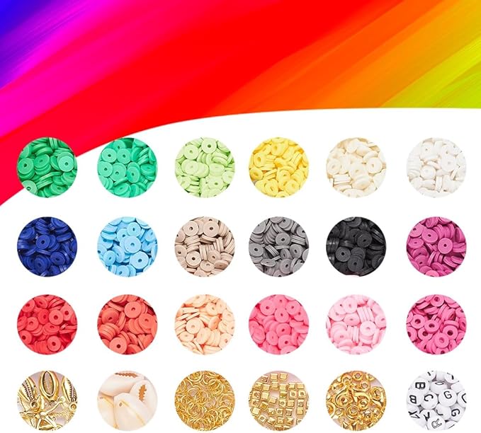 2938 Pcs Clay Beads Bracelet Making Kit, Flat Preppy Beads for Friendship Bracelets, Polymer Clay Bead with Charms for Jewelry Making
