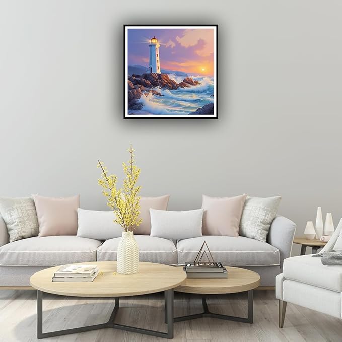 hill froeistung Lighthouse Diamond Art Painting Kits for Adults,Sea Diamond Art for Beginners, 5D DIY Full Drill Round Gem Art Craft Home Wall Decor Gift 12x12 inch