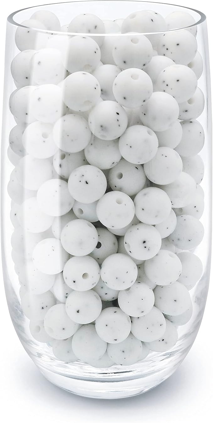 DIYOMR 100Pcs Silicone Beads - 15mm Round Beads for Necklace, Bracelet, Pens & Keychain Making (Gravel)