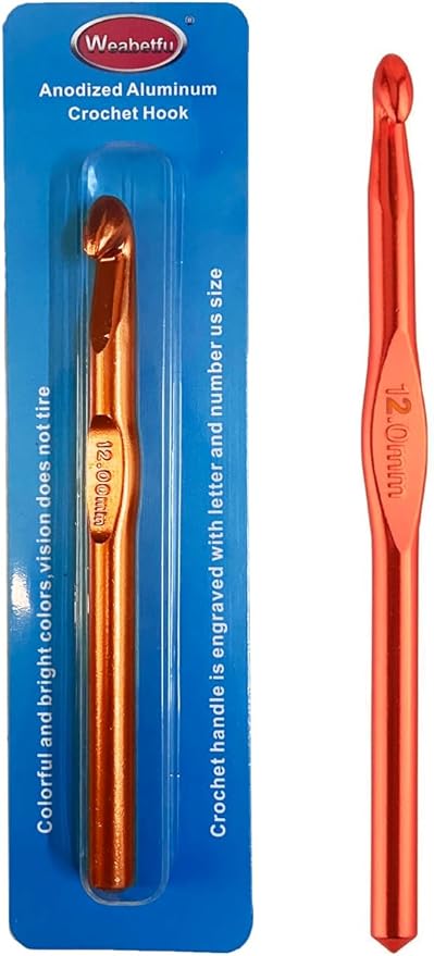 Weabetfu Aluminum Crochet Hook,Knitting Needles Crochet Needles for Knitting Craft Yarn,Crochet Hooks Size O,12mm-New