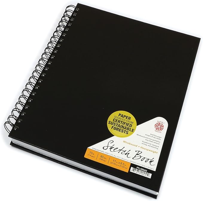Pentalic - 4"x 6" Double Wirebound Sketchbook, 80 Sheets, Black