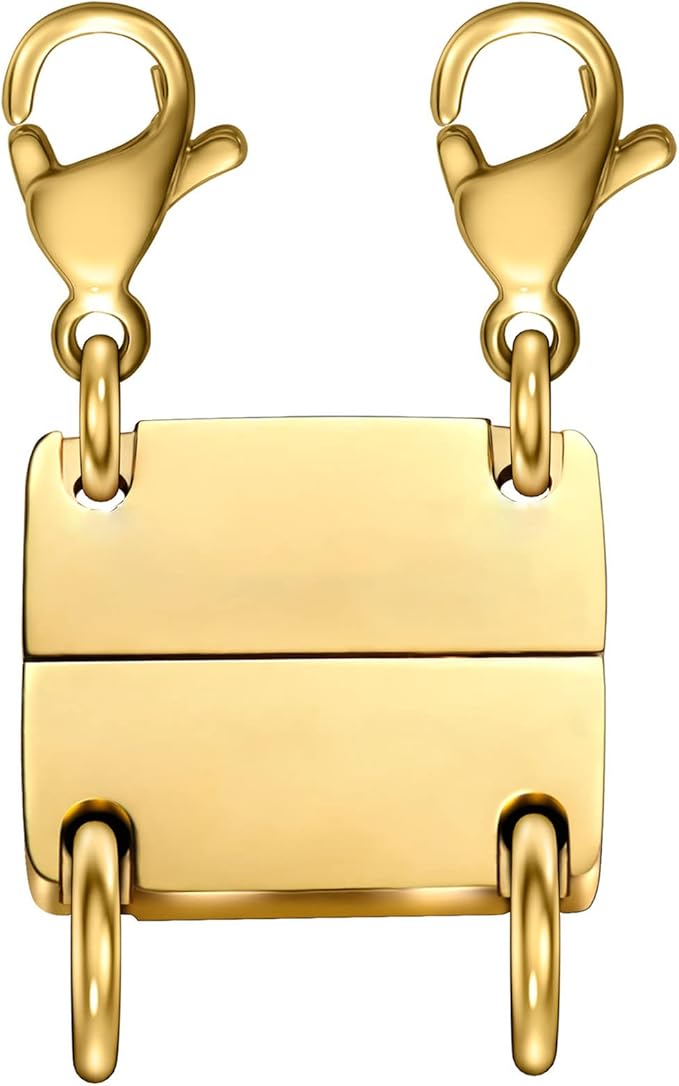 layering magnetic necklace clasp,18 k gold and silver separator for stackable necklaces