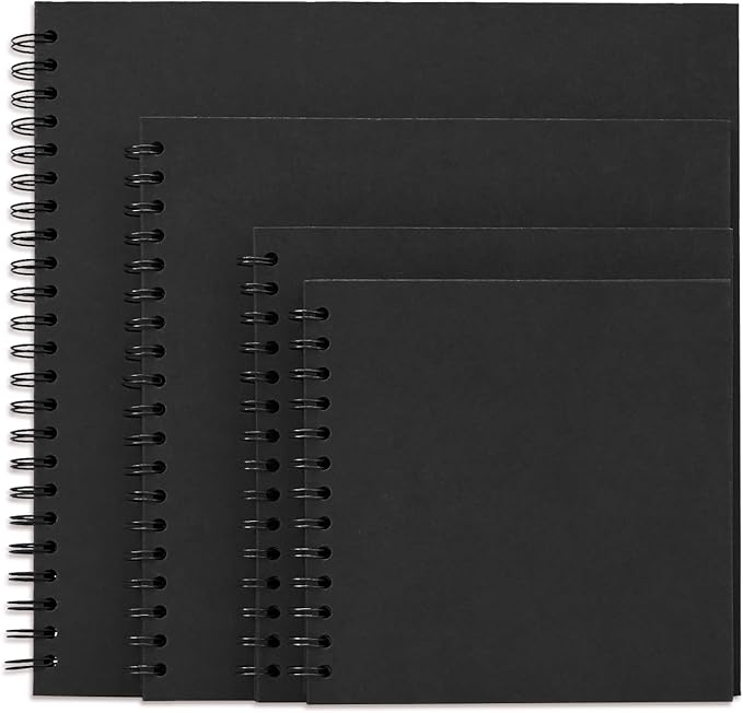 Yopih 12 x 12 Inch DIY Scrapbook Photo Album Hardcover Kraft Blank Page Acid-Free, 100 Pages (50 Sheets) Memory Book for Wedding Anniversaries Family Baby Memories Small Scrapbooking Projects, Black