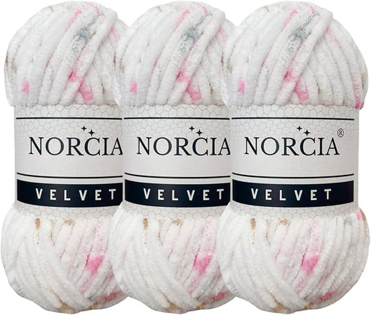 Soft Velvet Yarn Chenille Yarn for Crocheting Super Bulky 3x100g (3x74.3 yds) Baby Blanket Yarn for Knitting Amigurumi Yarn for Crochet Weaving Craft