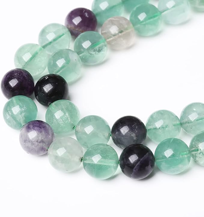 61pcs 6mm Natural Stone Beads Fluorite Gemstone Round Loose Beads for Jewelry Making DIY Bracelet Necklace 15"