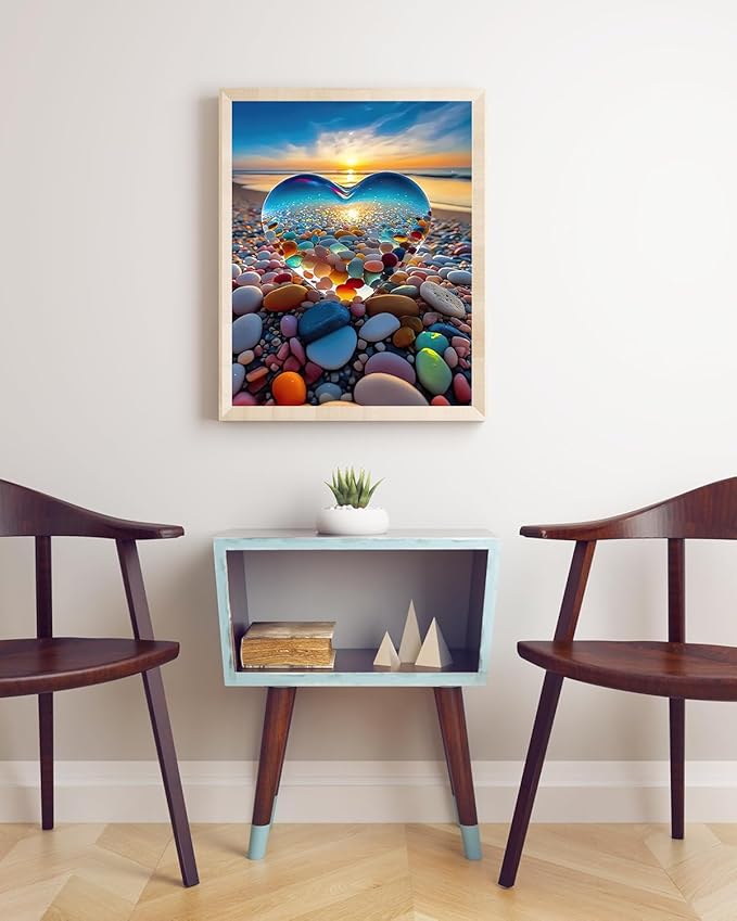 EIBEILI Adult Diamond Painting Set -Seaside Pebbles Diamond Painting Set, 5D Diamond Painting, DIY Full Diamond Painting Gemstone Craft 11.8x15.7 inches