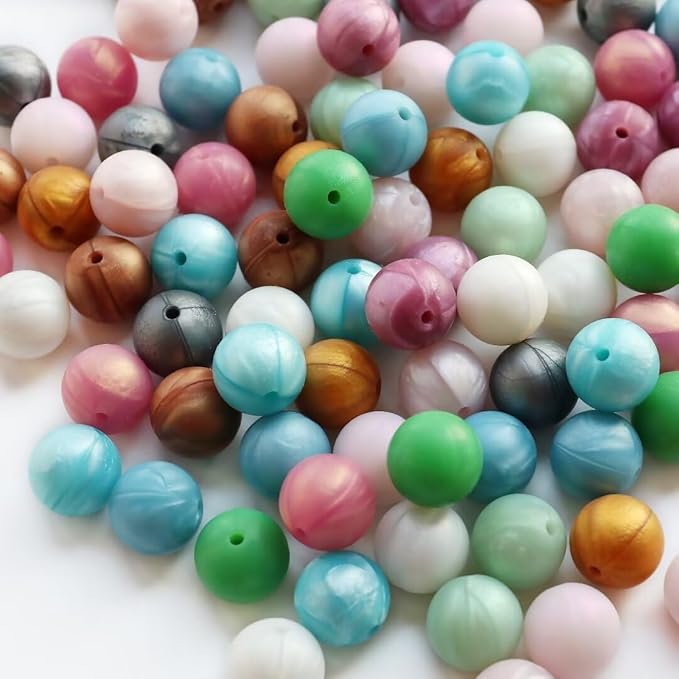 120pcs 15mm Bulk Silicone Beads for Pens, Keychains, Necklaces and Bracelets - Assorted Rubber Beads Set (Phantom)