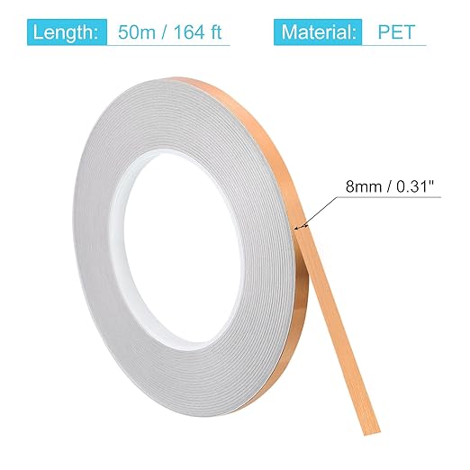 uxcell Metallic Tape, 0.31 in x 164 ft Self Adhesive Metalized Polyester Film Tape Waterproof Shiny Washi Tape for Walls Graphic Arts Gifts Wrapping Crafts Decoration, Brushed Rose Gold