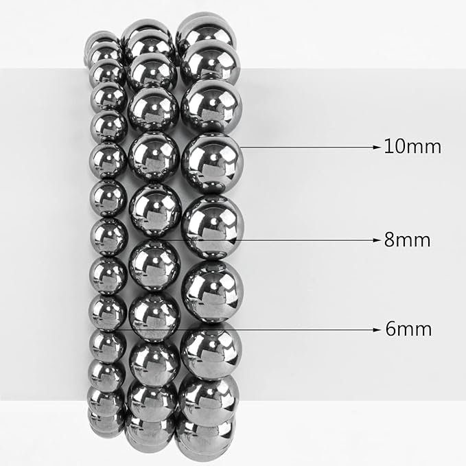 6mm Terahertz Round Bead - 60PCS Bulk Gemstone Beads for Jewelry Making, DIY Bracelets, Necklaces - Includes Crystal Stretch Cord - Stone Beads for Crafting Gifts