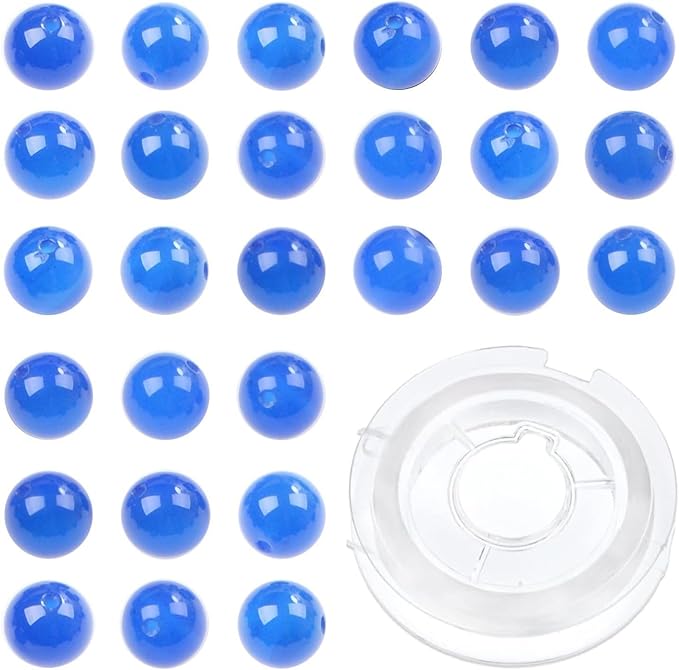 bymitel 6mm natural blue agate round beads gemstones genuine with 210pcs for diy jewelry making unisex (6mm 210pcs, blue agate)