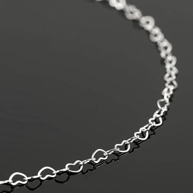 UMAOKANG 16.4 Feet Heart Chain for Jewelry Making Stainless Steel Heart Link Chains Bulk with Jump Rings and Lobster Clasps
