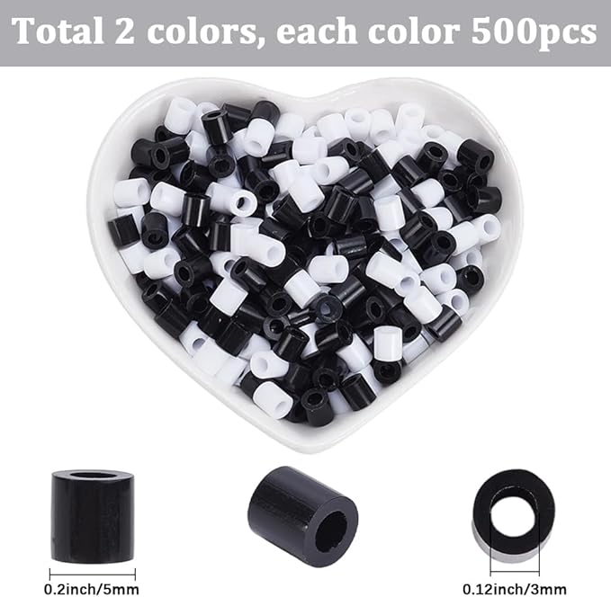 sofpalte 1000pcs black and white iron beads 5mm fuse beads bulk with 3mm hole plastic inventory refill pack melting crafts for diy crafts handmade decoration birthday gifts compatible hama adults