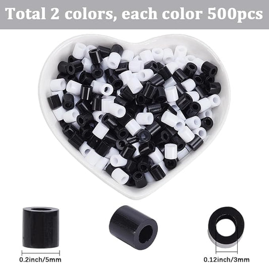 sofpalte 1000pcs black and white iron beads 5mm fuse beads bulk with 3mm hole plastic inventory refill pack melting crafts for diy crafts handmade decoration birthday gifts compatible hama adults