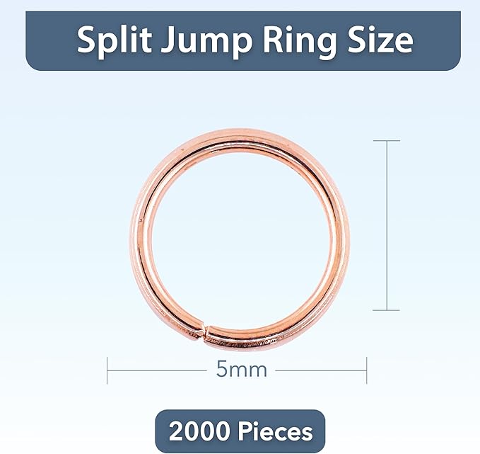 Mandala Crafts Assorted Rose Gold Color Jump Rings Jewelry Findings Metal O Rings for Jewelry Making Supplies - 2000 5mm Small Open Jump Rings Kit for Necklace Earring