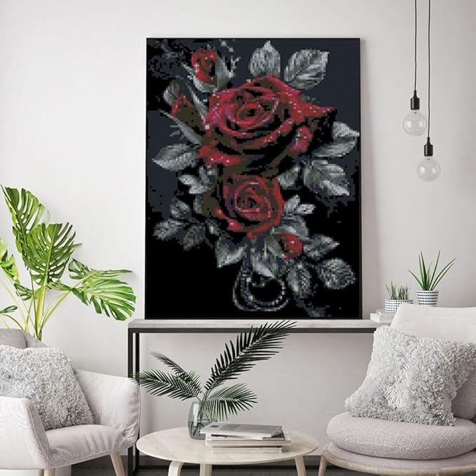 Flowers Stamped Cross Stitch Kits Flowers Cross Stitch Patterns,Dimensions Cross Stitch Kits Embroidery Kit Arts and Crafts for Beginners 15.7x11.8 inch