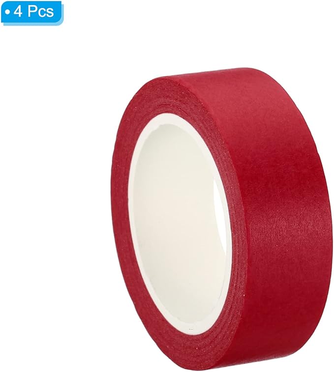 PATIKIL Holographic Washi Tape 0.59 Inch x 10.93 Yards, 4 Roll Self Adhesive Masking Sticker for DIY Art Craft Wrapping Decoration, Bright Red