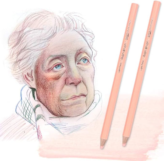 qianshan 2Pcs Flesh Light Color Watercolor Pencils Skin Tone Lead Core Pencil for Portrait Comic Adult Coloring Books Artist Coloring Drawing Sketching Blending