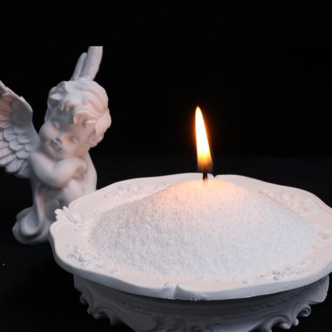 Aufien Candle Sand with Wicks, 42.8 Oz Pearled Candle, DIY Bead Powder Sand Wax Making kit Refillable Non Toxic for Handmade, Mother's Day Wedding and Halloween Christmas Decorations White