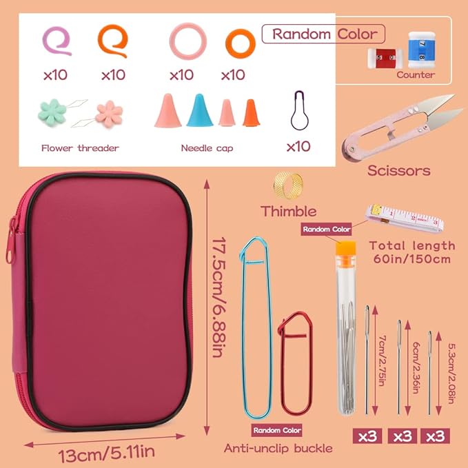 96 PCS Crochet Hooks Kit, Crochet Needles Set with Storage Bag, Aluminum Crochet Hooks with Stitch Markers and Large-Eye Blunt Needles for Experienced Crochet Hook Lovers
