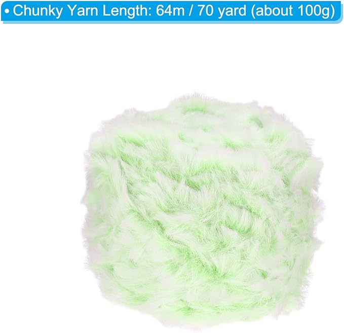 PATIKIL 70yds Faux Fur Yarn, Fuzzy Yarn Crochet Fluffy Yarn Soft Chunky Polyester Plush Fur Eyelash for Crocheting Knit Blanket Rug Sweater Scarf Hat Bear Craft, Green