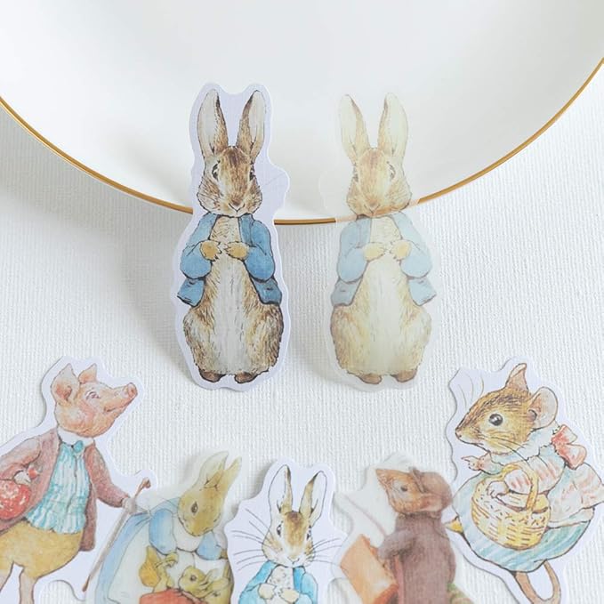 Alideco 80Pcs Vintage Vinyl Scrapbooking Stickers Packs, Rabbit Funny Aesthetic Kawaii Stickers for Adult, for Girls Journaling Assorted Phone Adult