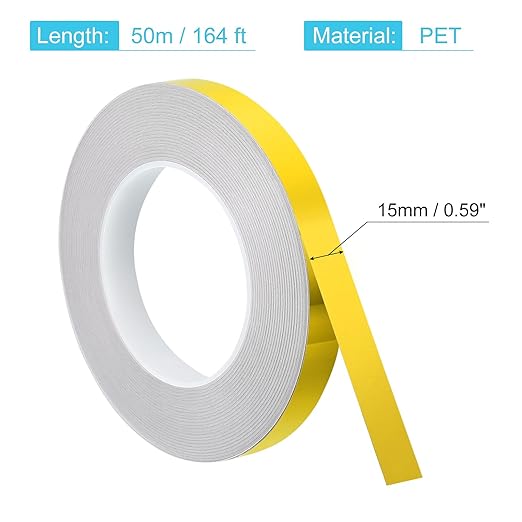 uxcell Metallic Tape, 0.59 in x 164 ft Self Adhesive Metalized Polyester Film Tape Waterproof Shiny Washi Tape for Walls Graphic Arts Gifts Wrapping Crafts Decoration, Gloss Gold