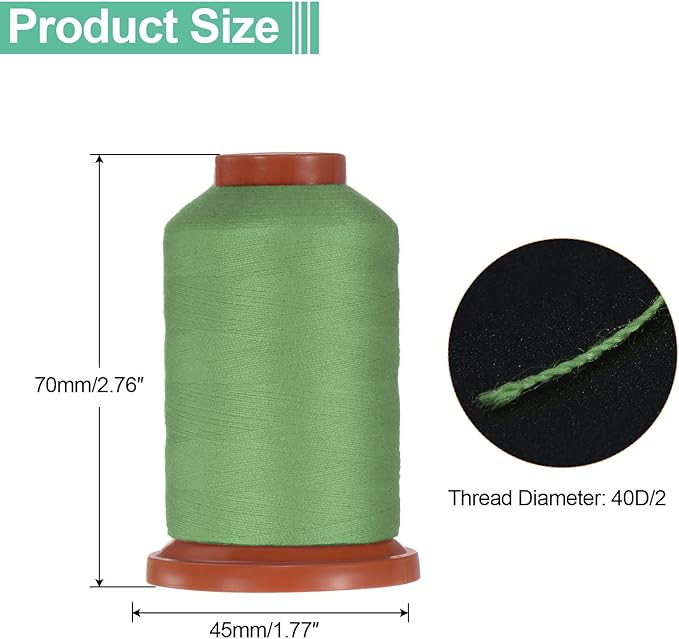uxcell 40D/2 Sewing Thread 1100 Yards Polyester Household Sewing String Hand Stitching Polyester Cord for Clothing Stitching Shoe Bag Repairing DIY Craft Grass Green
