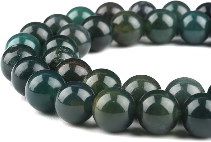 Natural Stone Beads for Jewelry Making - 6mm Gemstone Round Beads for Bracelets(58-60pcs, Moss Agate)