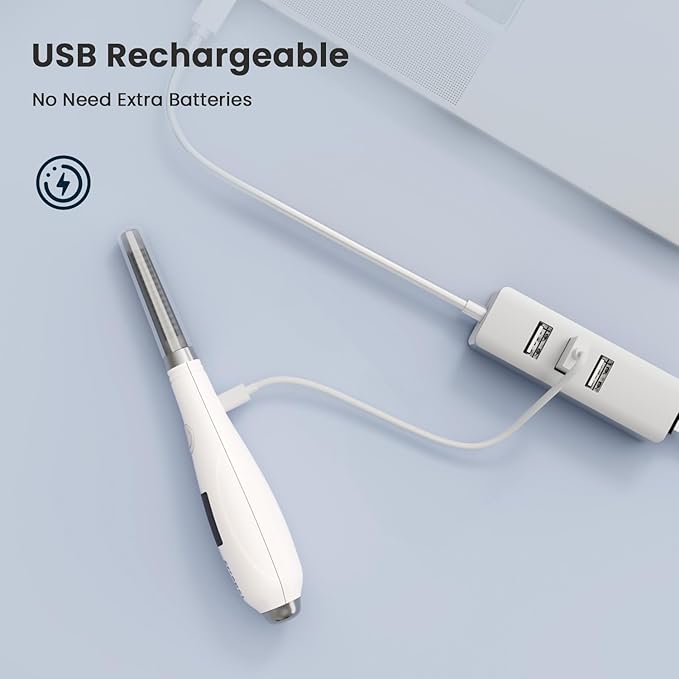 Caydo Thread Burner for Crochet, White USB Rechargeable Thread Zapper with LCD Display, Electrocautery Pen for Beading, Weaving, Sewing, Leather & Jewelry Making (White)