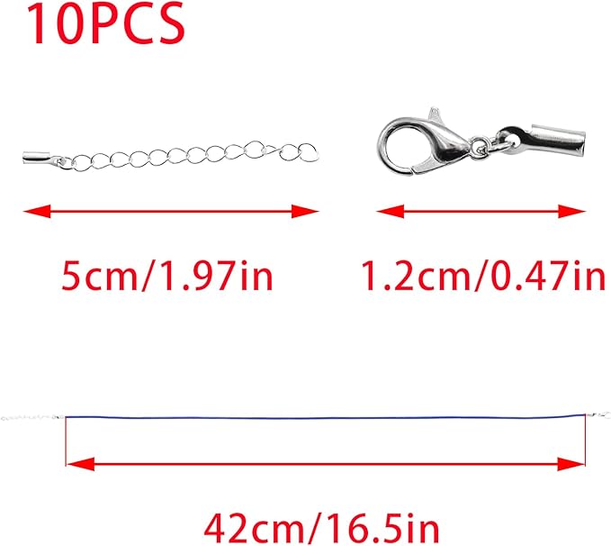 10 Pcs 2.0mm Leather Necklace Cords with Clasp,Waxed Cords,Necklace Ropes for Pendants and Jewelry Making(Royal Blue)