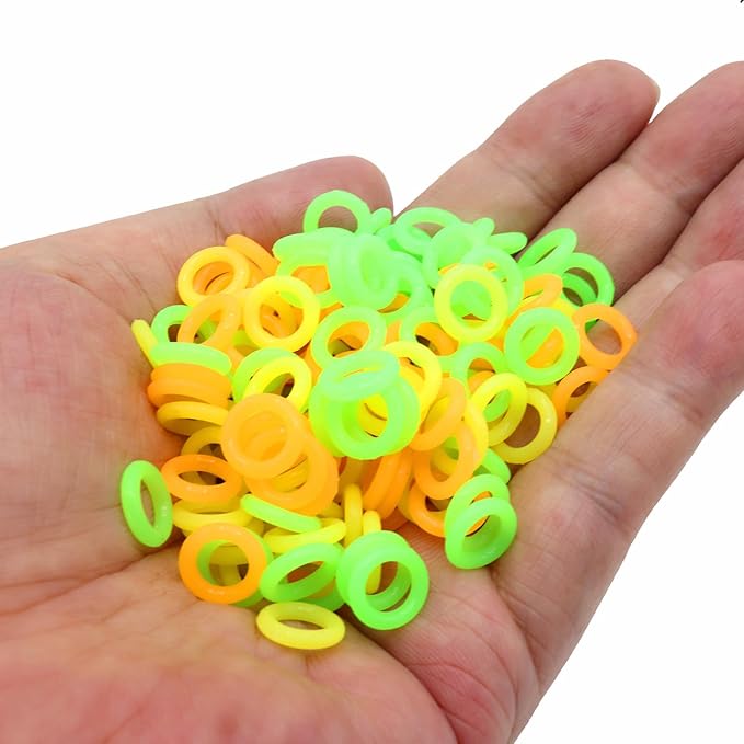 ZXUEZHENG 150 Pack Elasticity Silicone Soft Stitch Ring Markers for Knitting Crochet Etc, (Small Size for Needle Sizes 0-8, Orange, Yellow, Green)