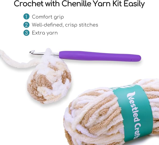 NestledCrafts Crochet Kit for Beginners, Animals Amigurumi Crochet Starter Kit with Step-by-Step Video Tutorial, Easy Knitting Set for Kids Adults, Lovely Cow - MooMoo