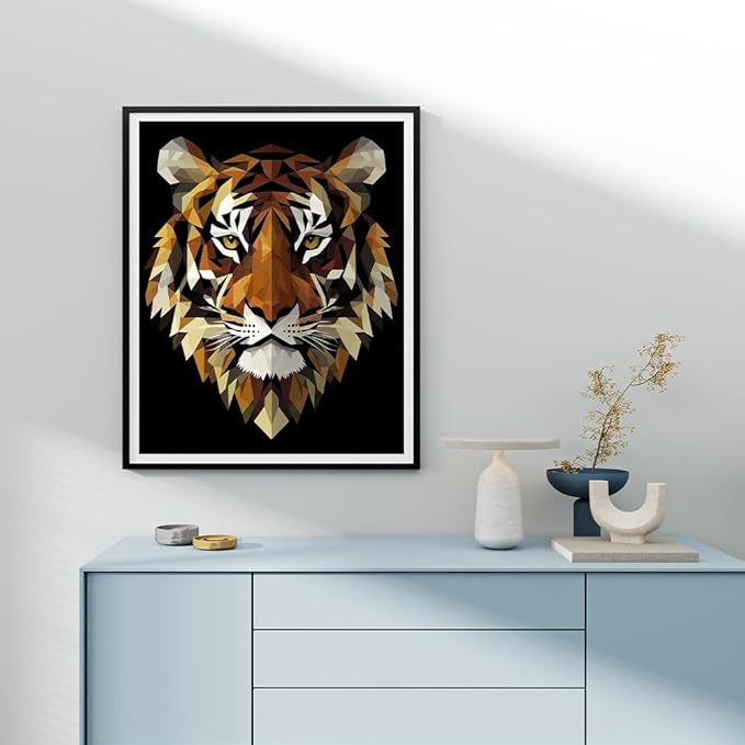Natuyalo Paint by Numbers for Adults Tiger Totem, Paint by Numbers Kit on Canvas for Beginners, Abstract Animals Painting Art Craft Set, 3 Paintbrushes and Acrylic Paint 16x20 Inch