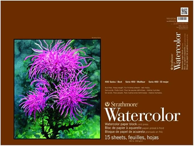 Strathmore 400 Series Watercolor Block, Cold Press, 15"x20" Bound (4 sides), 15 Sheets/Block