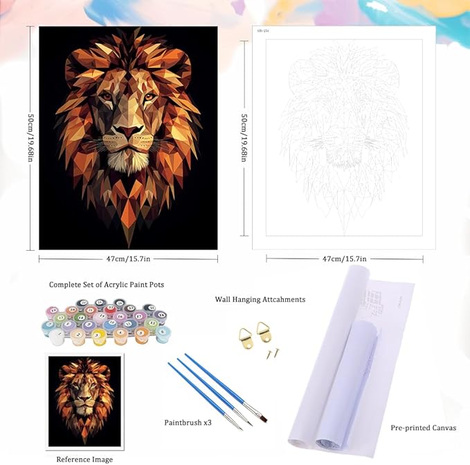 Natuyalo Lion Totem DIY Paint by Numbers for Adults, Animals Abstract DIY Adult Paint by Number Kits Acrylic Canvas Painting for Adults Beginners Art Crafts, No Frame (16" x 20")