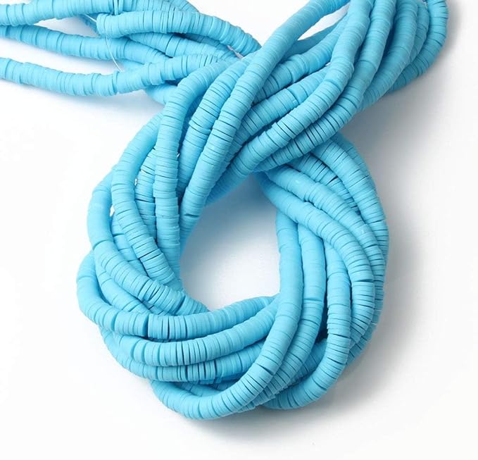 3600 pcs Blue Clay Beads for Bracelets Making, 10 Strands Flat Round Polymer Clay Beads 6mm Spacer Heishi Beads for Jewelry Making Earring Necklace