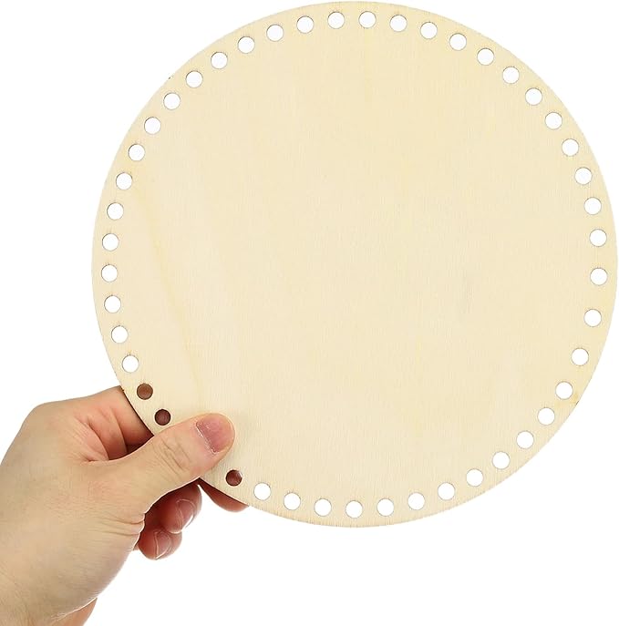 PATIKIL 8" Diameter Crochet Basket Bottom, 4Pcs Round Blank Crochet Knitting Wooden Base for DIY Craft Weaving Basket Making Supplies Home Decoration, Wood Color