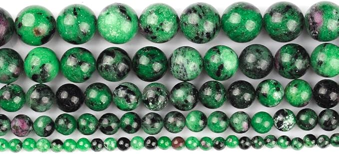 10mm Natural Ruby Emerald Gemstone Round Loose Beads Crystal Stone Bracelet Necklace Accessories Crafts for Jewelry Making DIY,1 Strand 15"