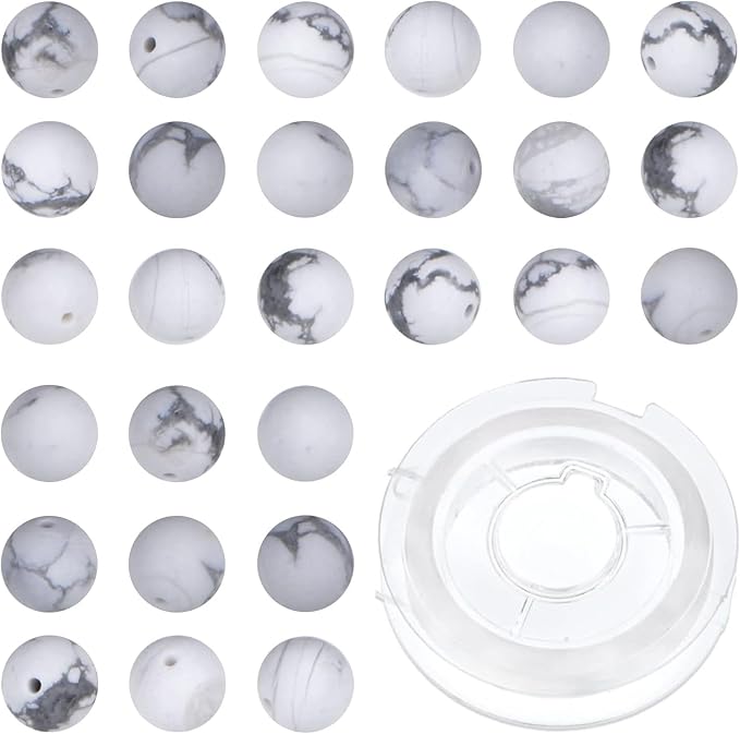210pcs natural crystal beads stone gemstone round energy healing loose beads with stretch cord for jewelry making bracelets anklets (8mm 140pcs, matte white howlite)