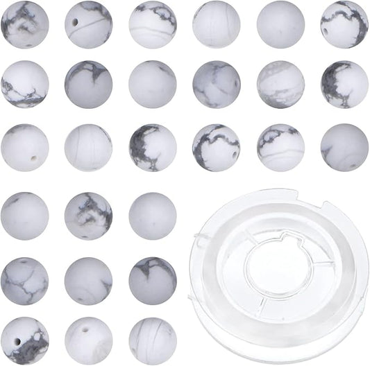 210pcs natural crystal beads stone gemstone round energy healing loose beads with stretch cord for jewelry making bracelets anklets (8mm 140pcs, matte white howlite)