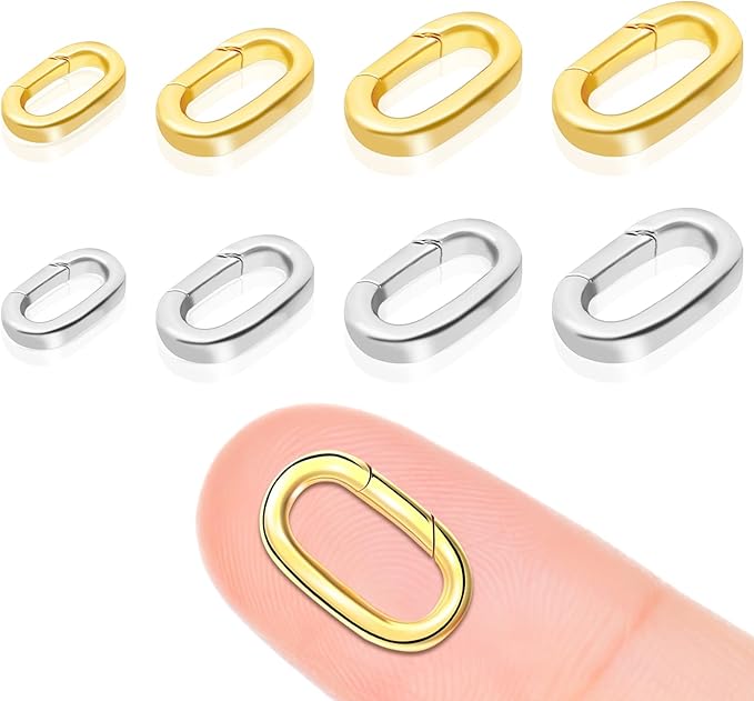 8PCS Oval Clasp Carabiner Necklace Connector Stainless Steel Spring Clasps Bracelet Closures Keychain Lock Clasps Necklaces Clips Key Ring Bracelets Shortener for Jewelry Finding DIY Making Kit (A23)