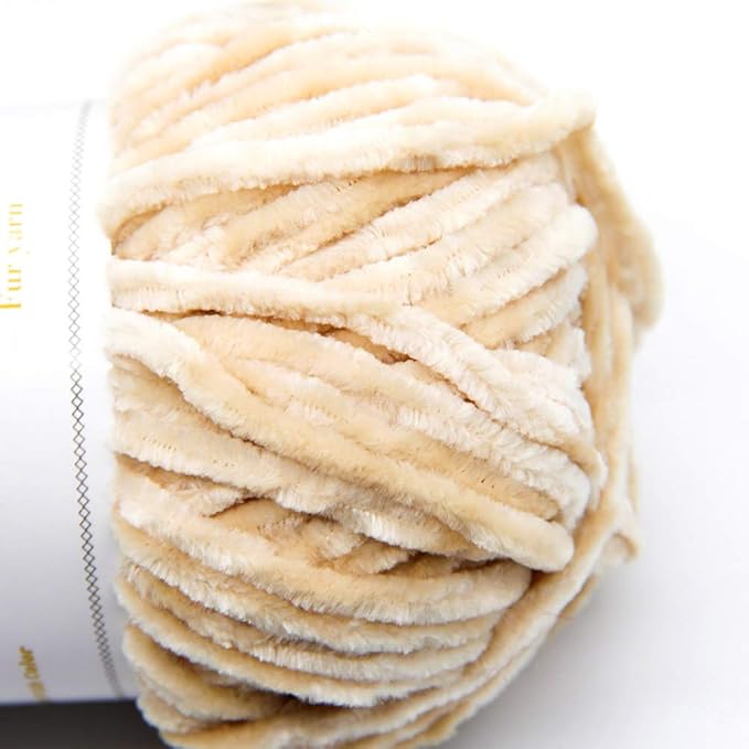 NICEEC 3 Skeins Soft Chenille Yarn Blanket Yarn for Knitting Fancy Yarn for Crochet Weaving DIY Craft Total Length 3×85m (3×93yds, 3×50g)_Khaki