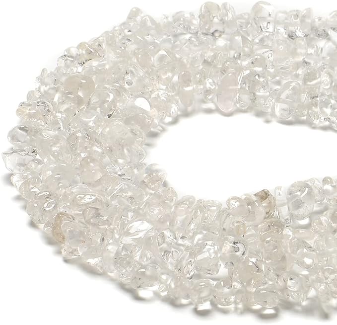 7-8mm Natural Clear Crystal Quartz Gemstone Chips Beads Healing Crystals Waist Bracelets Necklace Kit Irregular Stone DIY Crafts Design Jewelry Making