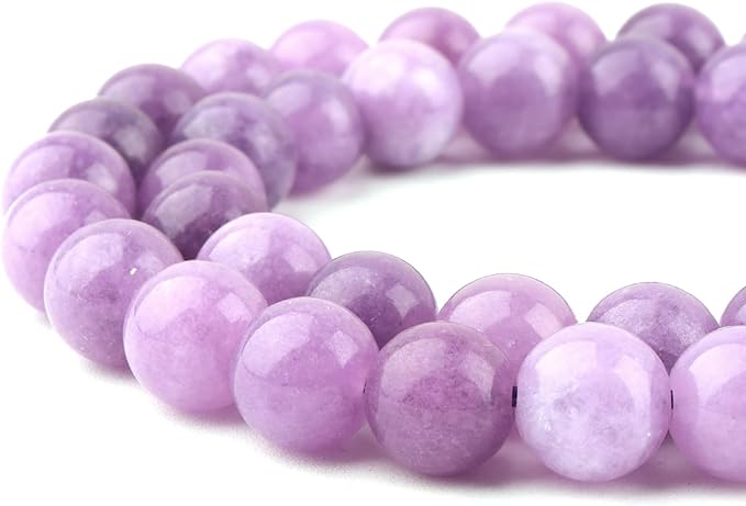 Jade Stone Beads for Jewelry Making - 10mm Gemstone Round Beads for Bracelets(35-37pcs, Purple Jade)