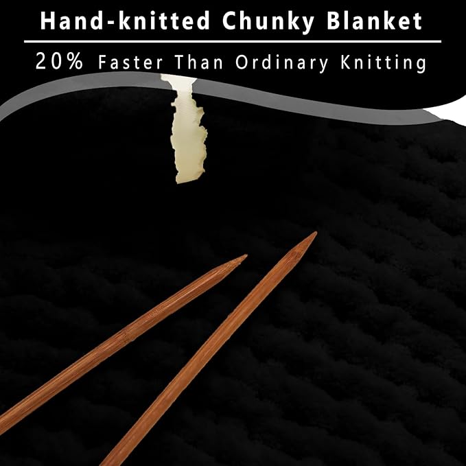 8 Pack Black Chunky Yarn for Hand Knittingd, Chunky Chenille Yarn for Crocheting, Super Bulky Chunky Knit Blanket Yarns (27.9 yds,7.97 oz Each Skein)
