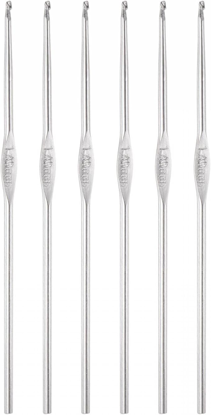 uxcell Stainless Steel Crochet Hook 1.4mm US Size 9 Knitting Needles for DIY Craft Yarn 6Pcs