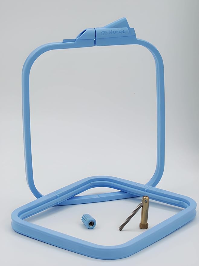 nurge square embroidery hoop - plastic cross stitch frame for needlepoint & embroidery - adjustable craft hoop - blue - no:1 (x small)