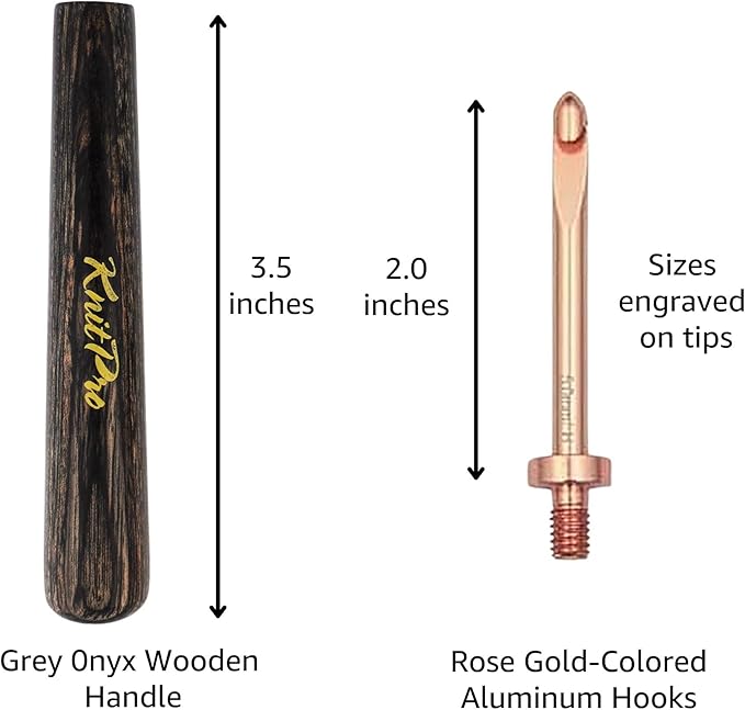 KnitPro Oasis Starter Set Crochet Hooks 2 inch Size 2.0, 2.5, 3.0, 3.5, 4.0, 4.5, 5.0 mm Interchangeable, Stitch Markers, Measuring Tape & More, Fabric Case with Project Bag